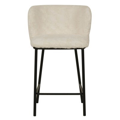 Bleheim Faux Fur & Steel Counter Stool, Set of 2, Ivory