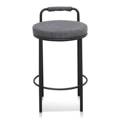 Karmy Fabric & Steel Counter Stool, Set of 2, Charcoal Grey / Black
