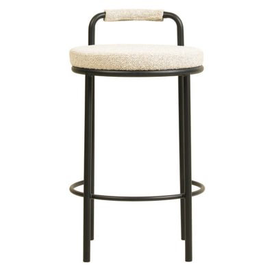 Karmy Fabric & Steel Counter Stool, Set of 2, Clay Grey / Black