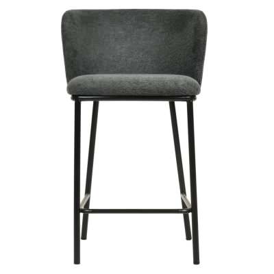 Bleheim Fabric & Steel Counter Stool, Set of 2, Charcoal