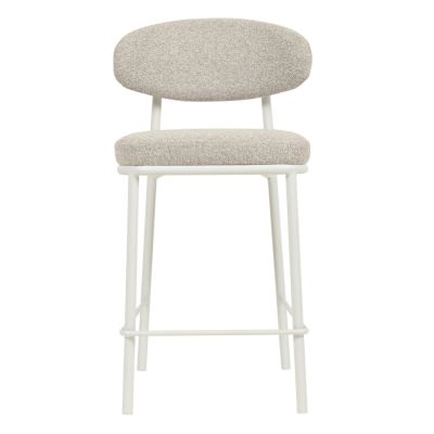 Ambriel Fabric & Steel Counter Stool, Set of 2, Clay Grey / White