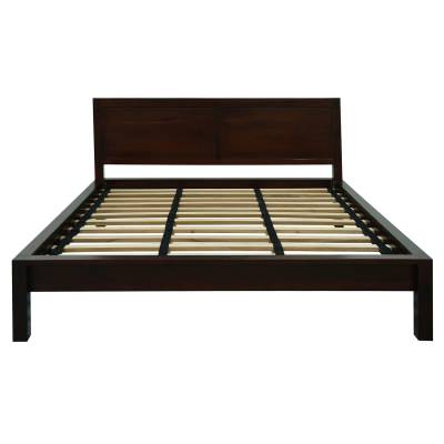 Amsterdam Mahogany Timber Platform Bed, Queen, Chocolate