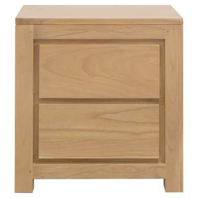 Amsterdam Mindi Wood Bedside Table, 2 Drawer, Natural