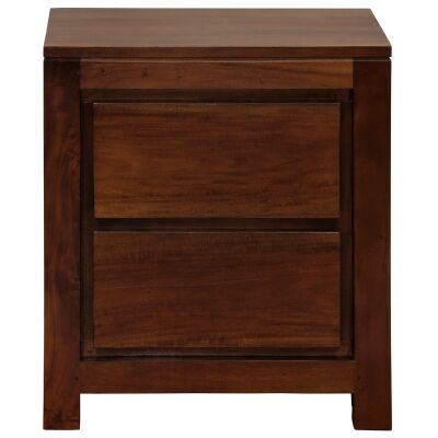 Amsterdam Mahogany Timber Bedside Table, 2 Drawer, Mahogany