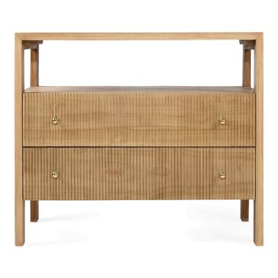 Claudia Teak Timber  Nightstand, Natural