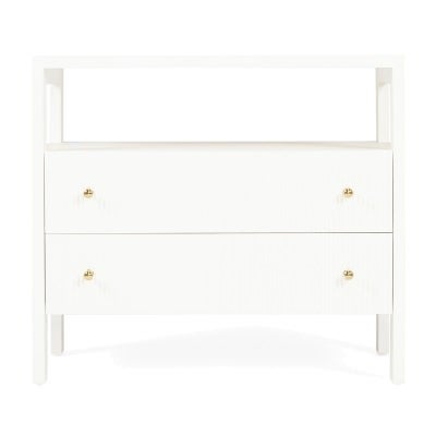 Claudia Mahogany Timber Nightstand, White