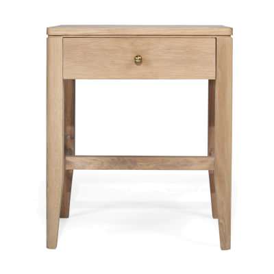 Mukey American Oak Timber Bedside Table, Single Drawer