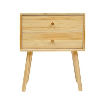 Zelro New Zealand Pine Timber 2 Drawer Bedside Table