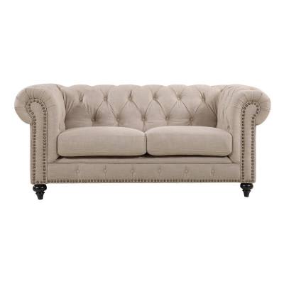 Chanster Fabric Chesterfield Sofa, 2 Seater, Beige