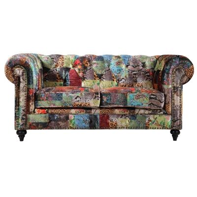 Chanster Fabric Chesterfield Sofa, 2 Seater, Patchwork