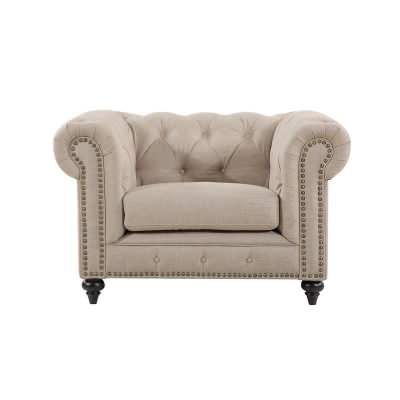 Chanster Fabric Chesterfield Armchair, Beige
