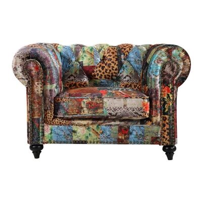 Chanster Fabric Chesterfield Armchair,  Patchwork