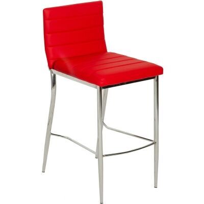 Neptune PU Leather Metal Bar Stool, Red