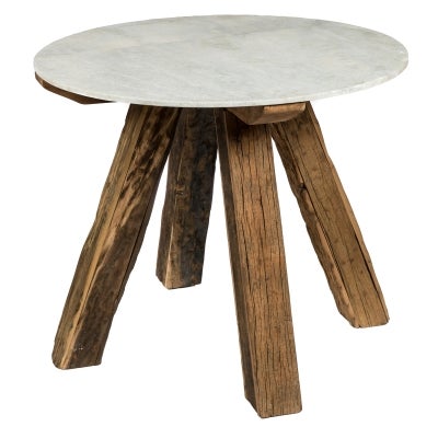 Cape Cod Stone & Reclaimed Timber Round Dining Table, Round,100cm, White