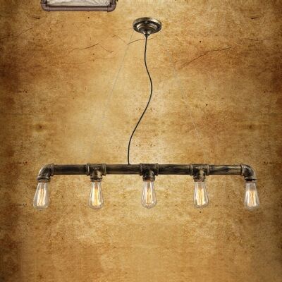 Dirk Industrial Straight Iron Pipe Pendant Light, Brushed Bronze