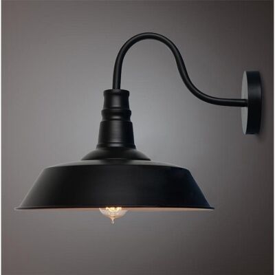Daniel Industrial Iron Wall Sconce, Large, Black