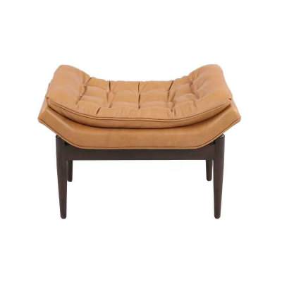 Alouria Full Top Grain Leather Footstool, Tan