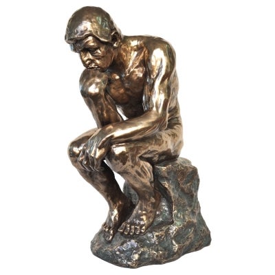 Veronese Cold Cast Bronze Coated Figurine, The Thinker, Large