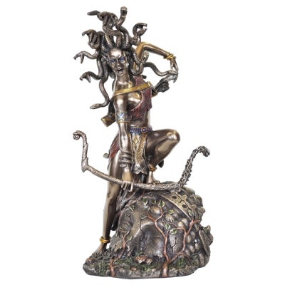 Veronese Cold Cast Bronze Coated Greek Mythology Figurine, Medusa with Bow