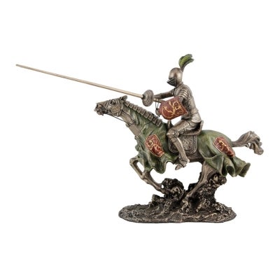 Veronese Cold Cast Bronze Coated Medieval Knight Figurine, Jousting