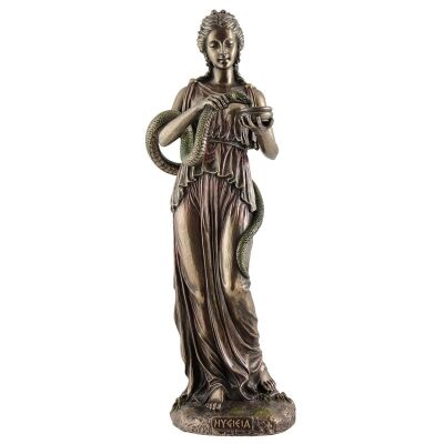 Veronese Cold Cast Bronze Coated Greek Mythology Figurine, Hygieia