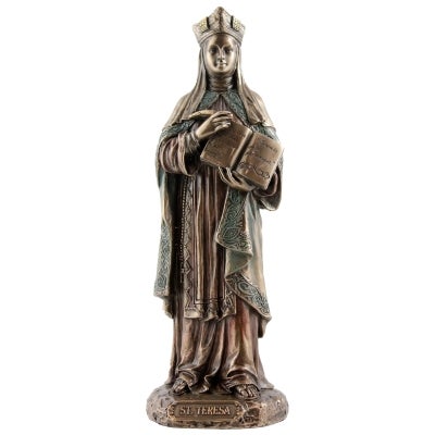 Veronese Cold Cast Bronze Coated Figurine, Saint Teresa of Avila