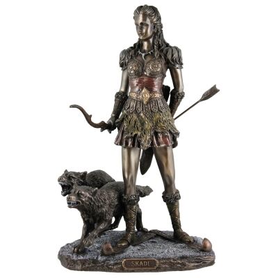 Veronese Cold Cast Bronze Coated Norse Mythology Figurine, Skadi - Goddess of Winter