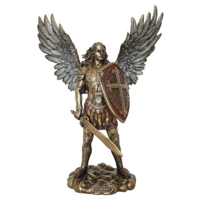 Veronese Cold Cast Bronze Coated Angel Figurine, Archangel Michael, Large