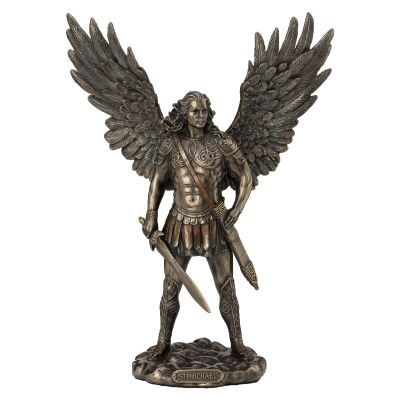 Veronese Cold Cast Bronze Coated Angel Figurine, Archangel Michael, Small