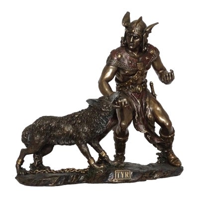 Veronese Cold Cast Bronze Coated Mythology Figurine, Tyr
