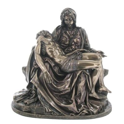Veronese Cold Cast Bronze Coated Figurine, Michelangelo's Pieta, Small