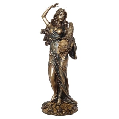 Veronese Cold Cast Bronze Coated Figurine, Fortuna, Small