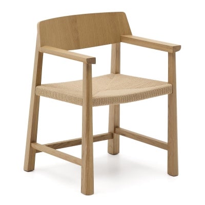 Elund Oak Timber Stackable Dining Armchair with Rope Seat