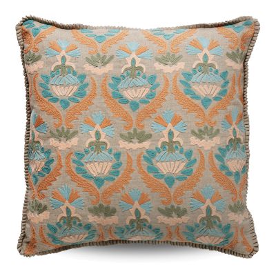 Basque Buvette Embroidered Linen Scatter Cushion