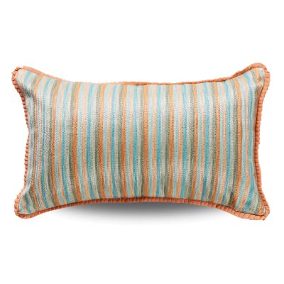Basque Sunset Embroidered Cotton Lumbar Cushion