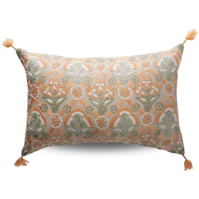 Figue Bahamian Embroidered Linen Lumbar Cushion