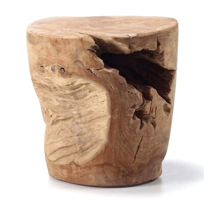 Pacific Solid Teak Stump Decorative Side Table / Stool