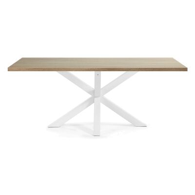 Bromley Engineered Wood & Epoxy Steel Dining Table, 200cm, Natural / White