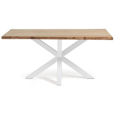 Bromley Oak Veneer & Epoxy Steel Dining Table, 180cm, Natural / White