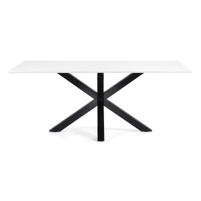 Bromley Engineered Wood & Epoxy Steel Dining Table, 200cm, White / Black