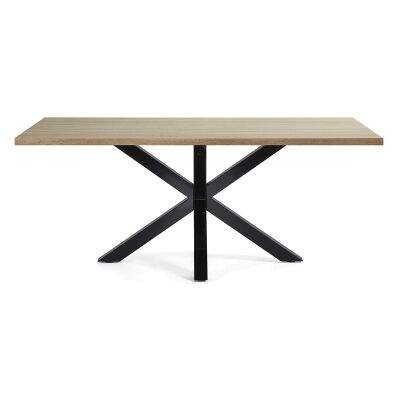 Bromley Engineered Wood & Epoxy Steel Dining Table, 180cm, Natural / Black