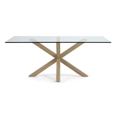 Bromley Tempered Glass & Steel Dining Table, 200cm, Clear / Natural
