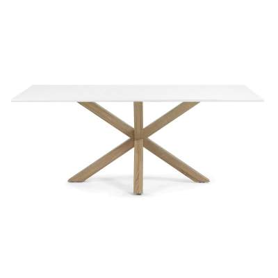 Bromley Engineered Wood & Steel Dining Table, 200cm, White / Natural