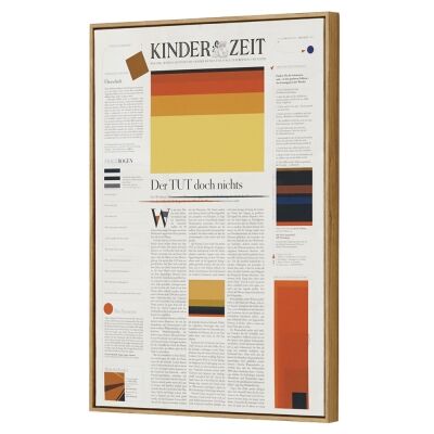 Newsprint Framed Canvas Wall Art, Kinder Zeit, 70cm