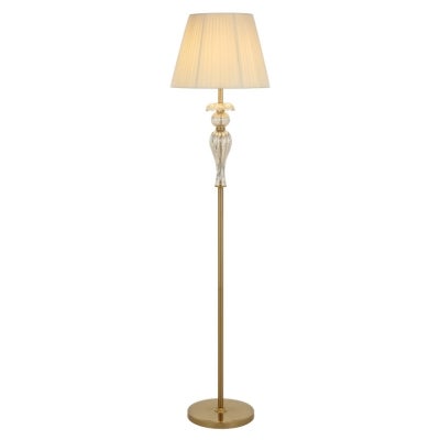 Cadiz Iron & Glass Base Floor Lamp, Antique Gold / Cream