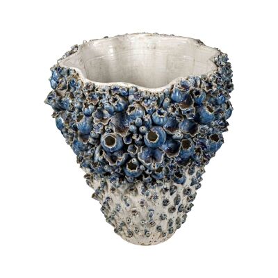 Karol Ceramic Vase, Blue / White