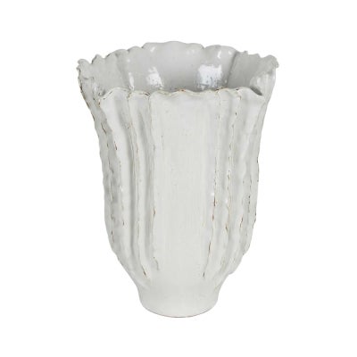 Finn Ceramic Wide Mouth Vase, Large, White