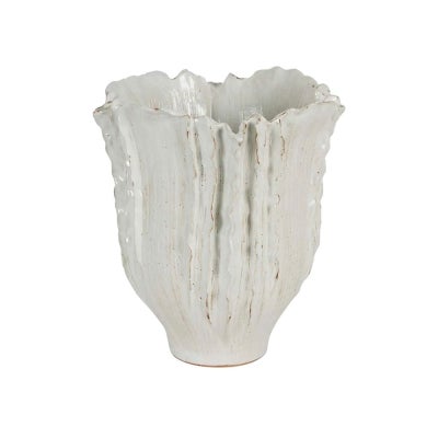 Finn Ceramic Wide Mouth Vase, Small, White