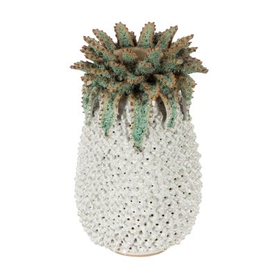 Cobham Ceramic Pineapple Vase, Moss Green / White