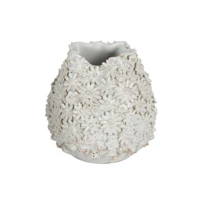 Amele Daisy Ceramic Vase, White